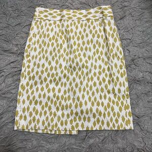 J. Crew Green/White Pencil Skirt Knee-Length